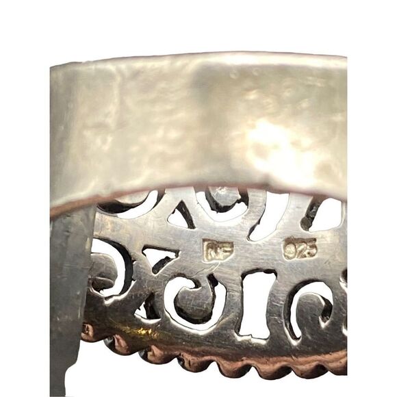 Sterling Silver 925 Open Scroll Band Ring dotted detail size 7 - Picture 5 of 8
